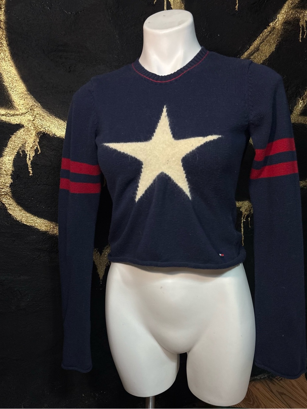 Vintage Y2K Tommy Jeans Cropped Star Sweater - Medium